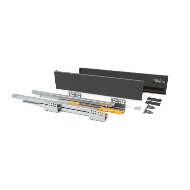 Emuca Cassetto esterno Concept 30 kg altezza 105 mm, 400, Grigio antracite, Acciaio