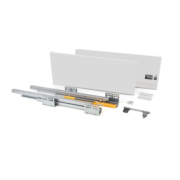Emuca Cassetto esterno Concept 30 kg altezza 185 mm, 500, Verniciato bianco, Acciaio