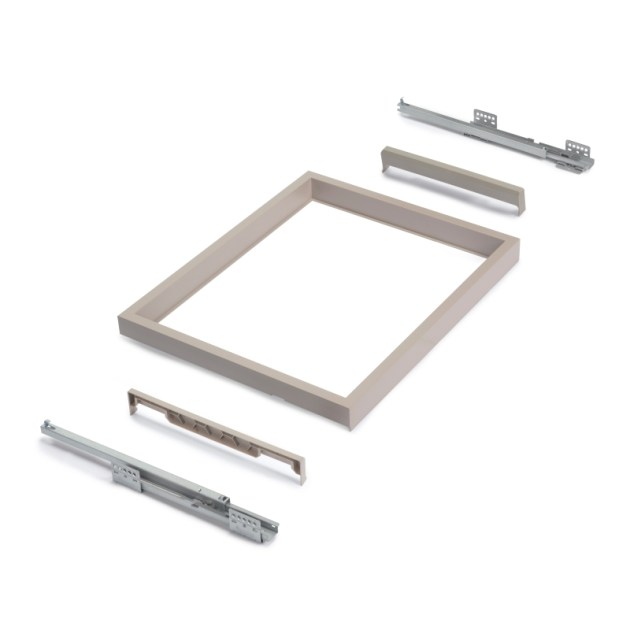Emuca Kit cassetto portascarpe e telaio con guide a chiusura morbida per armadio, regolabile, modulo 800mm, Grigio pietra