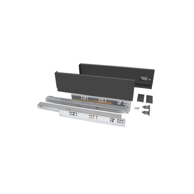 Emuca Cassetto esterno Vertex 40 kg altezza 93 mm, 550, Grigio antracite, Acciaio