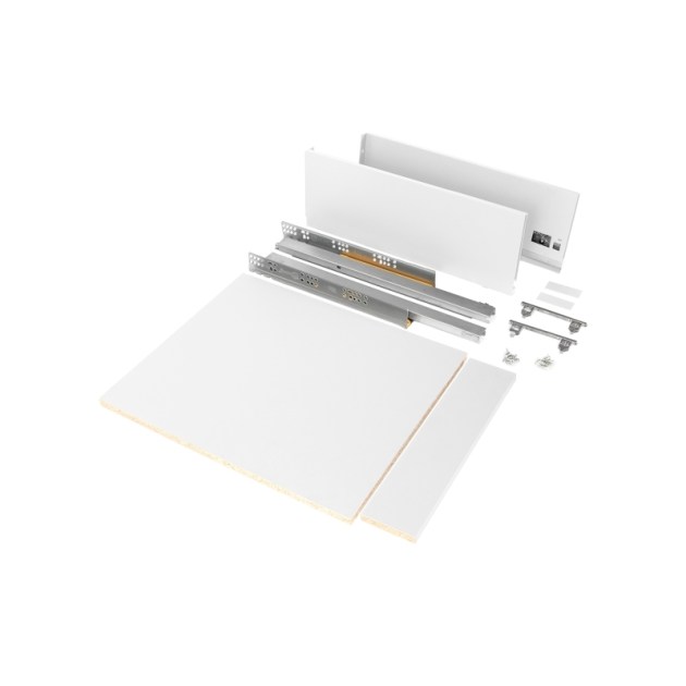 Emuca Kit cassetto per cucina o bagno Vertex di altezza 178 mm con pannelli inclusi., 450, Verniciato bianco, Vari