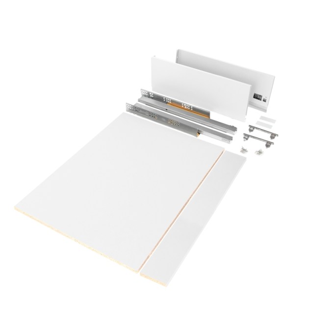 Emuca Kit cassetto per cucina o bagno Vertex di altezza 178 mm con pannelli inclusi., 900, Verniciato bianco, Vari