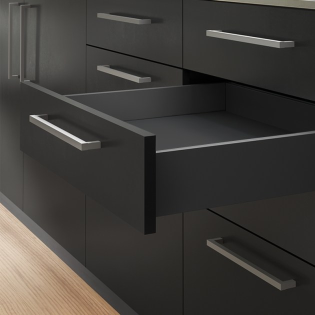Emuca Kit cassetto per cucina o bagno Vertex di altezza 178 mm con pannelli inclusi., 900, Grigio antracite, Vari