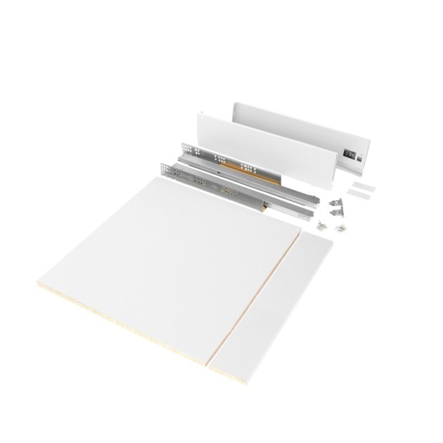 Emuca Kit cassetto per cucina o bagno Vertex di altezza 93 mm con pannelli inclusi., 600, Verniciato bianco, Vari