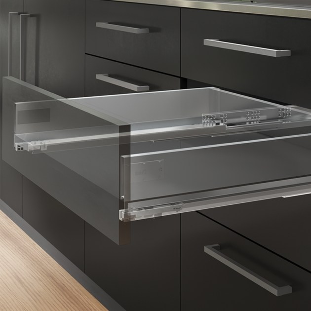 Emuca Kit cassetto per cucina o bagno Vertex di altezza 93 mm con pannelli inclusi., 900, Verniciato bianco, Vari