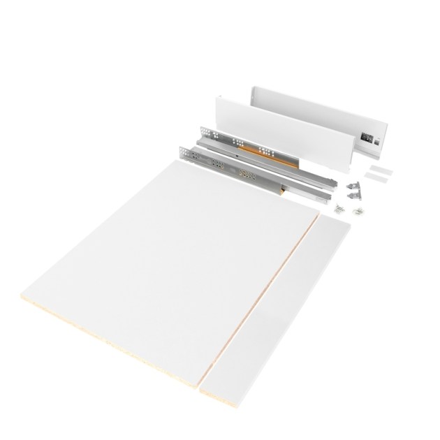Emuca Kit cassetto per cucina o bagno Vertex di altezza 93 mm con pannelli inclusi., 900, Verniciato bianco, Vari