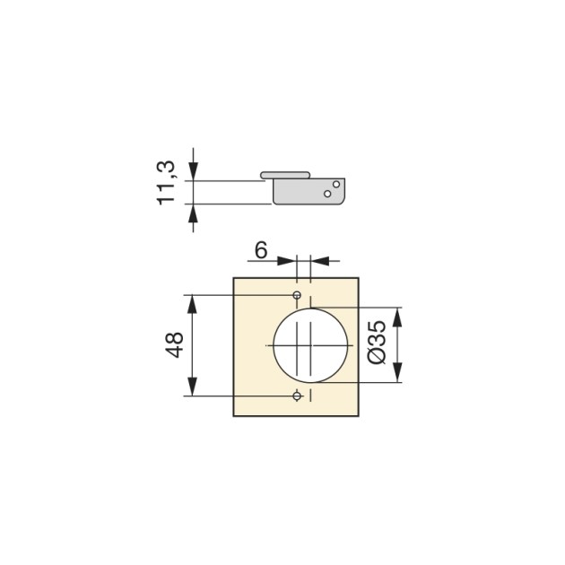 Emuca Kit cerniera collo dritto X92N e basetta, Basetta a vite, Nichelato, Acciaio, 20 u.