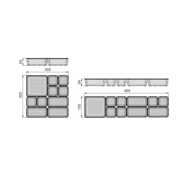 Emuca Kit di 10 contenitori organizer Cube per cassetti, Plastica, Trasparente