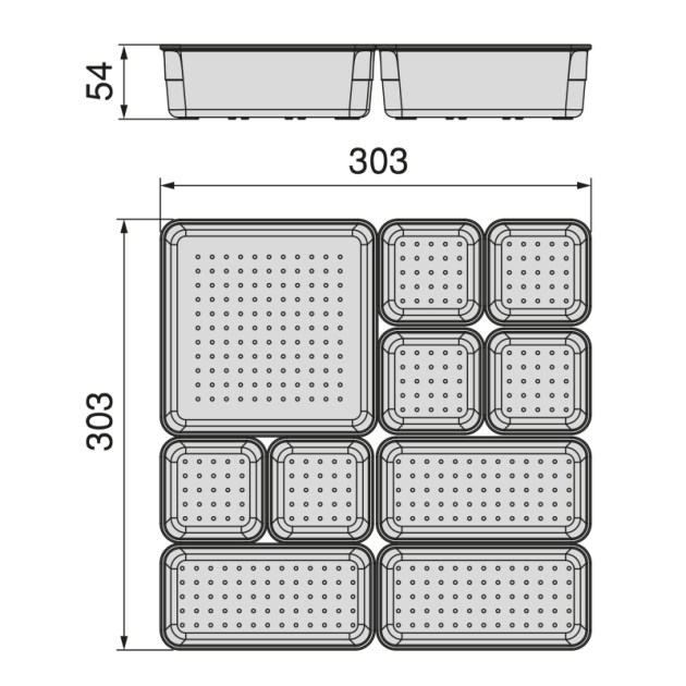 Emuca Kit di 10 contenitori organizer Cube per cassetti, Plastica, Trasparente