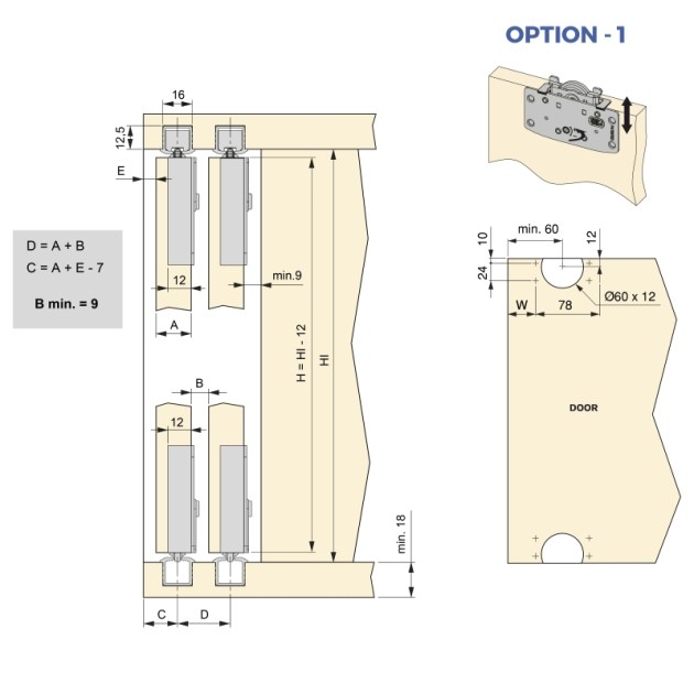 Emuca Kit di ferramentaper Flow2 2 porte scorrevoli e armadio con chiusura soft con binari incassati 2,35 m, pannelli non inclusi, Anodizzato opaco