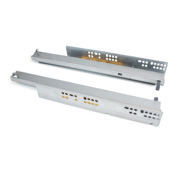 Emuca Guide a scomparsa Silver per cassetti ad estrazione totale con sistema push, 350, Zincato bianco, Acciaio