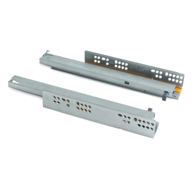 Emuca Guide a scomparsa Silver per cassetti ad estrazione totale con chiusura soft, 550, Zincato bianco, Acciaio