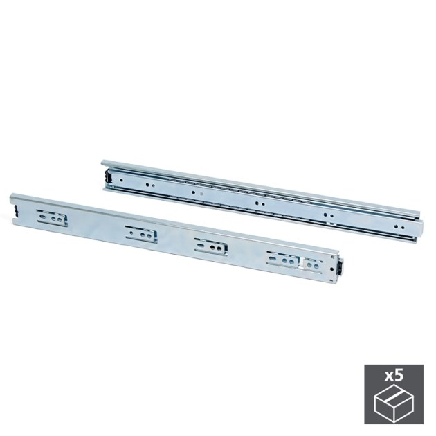 Emuca Kit guide per cassetti, a sfera, 45x 650 mm, estrazione totale, Zincato, 5 u.