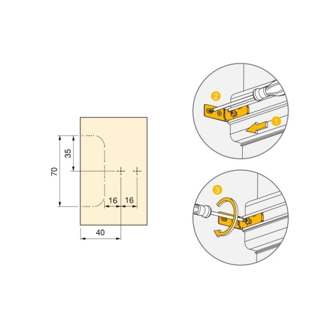 Emuca Kit profilo Gola centrale per mobili da cucina, Verniciato bianco, Alluminio