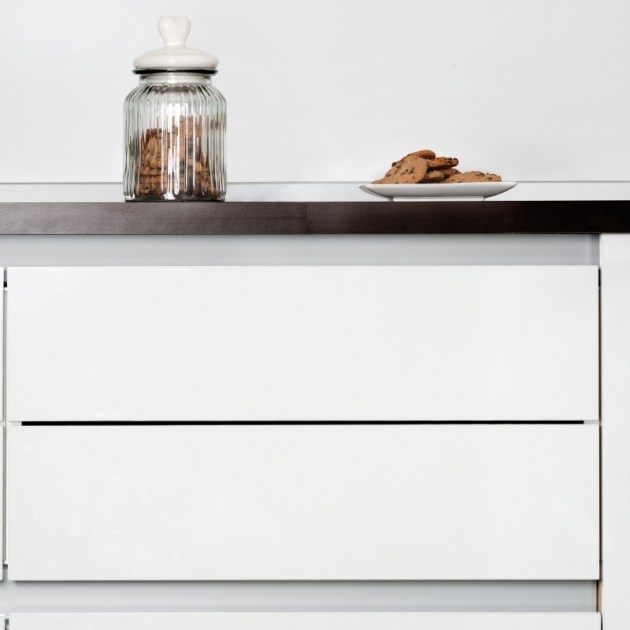 Emuca Kit profilo Gola centrale per mobili da cucina, Verniciato bianco, Alluminio