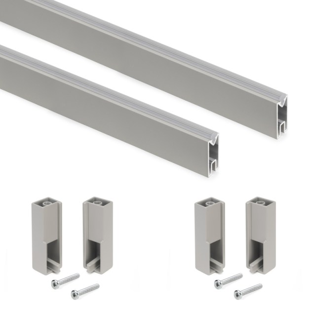 Emuca Kit tubo per armadio Luxe, 0,75 m, Color grigio pietra, Alluminio e Tecnoplastica, 1 kit