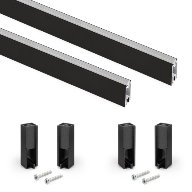 Emuca Kit tubo per armadio Luxe, 0,75 m, Nero testurizzato, Alluminio e Tecnoplastica, 1 kit