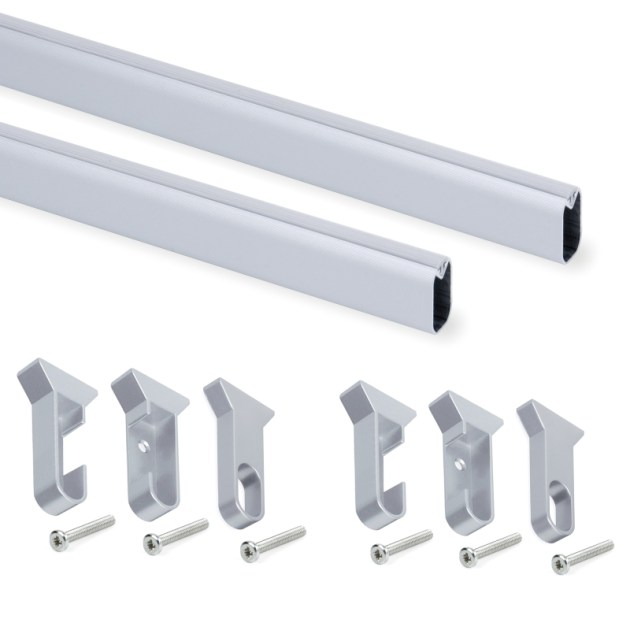 Emuca Kit tubo per armadio Silk, 1,15 m, Anodizzato opaco, Alluminio e Tecnoplastica