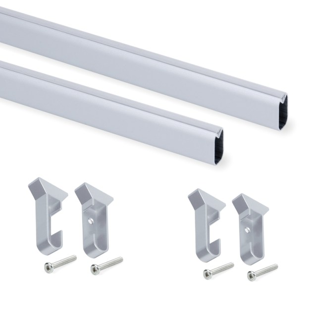 Emuca Kit tubo per armadio Silk, 0,75 m, Anodizzato opaco, Alluminio e Tecnoplastica