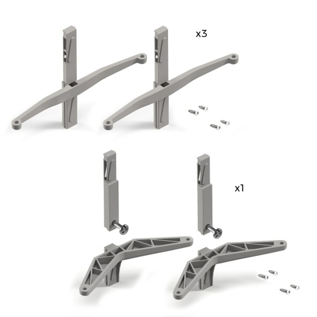 Emuca Kit Zero di supporti per mensole in legno e moduli, Color pietra, Zama e Tecnoplastica, 1 kit