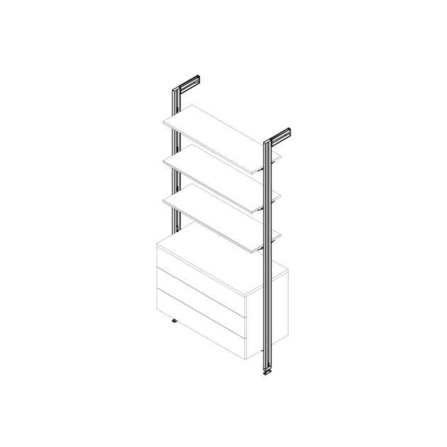 Emuca Kit Zero di supporti per mensole in legno e moduli, Color pietra, Zama e Tecnoplastica, 1 kit
