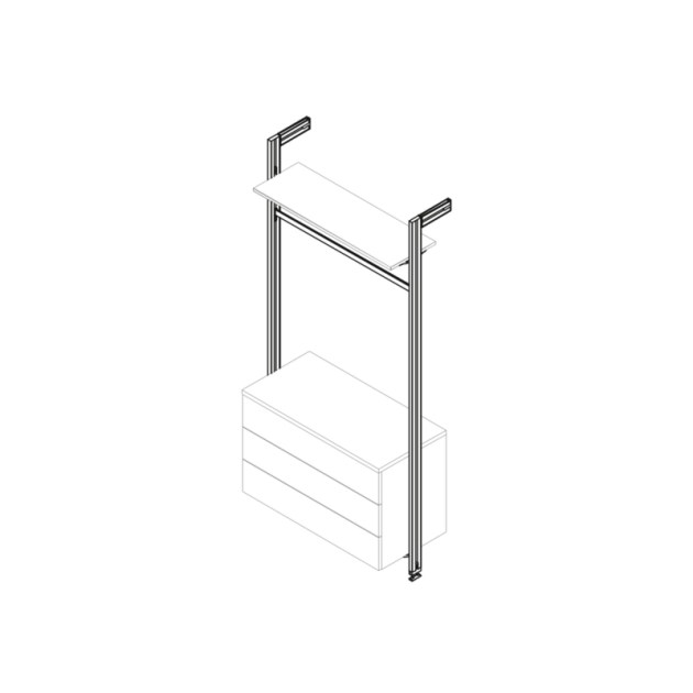 Emuca Kit Zero di supporti per mensole in legno, modulo e barra appendiabiti, Color pietra, 1 kit