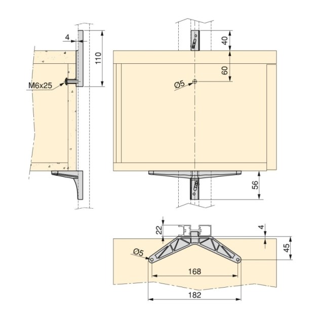 Emuca Kit Zero di supporti per mensole in legno, modulo e barra appendiabiti, Nero testurizzato