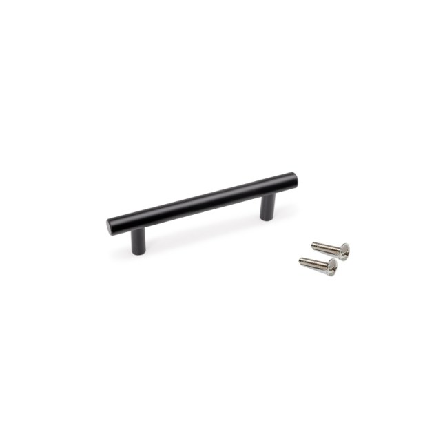 Emuca Lotto di 10 maniglie per mobili Orlando, L136mm, interasse 96mm, Acciaio, Verniciato nero