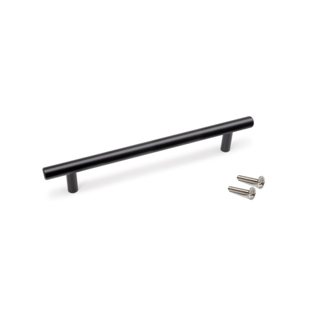 Emuca Lotto di 10 maniglie per mobili Orlando, L210mm, interasse 160mm, Acciaio, Verniciato nero
