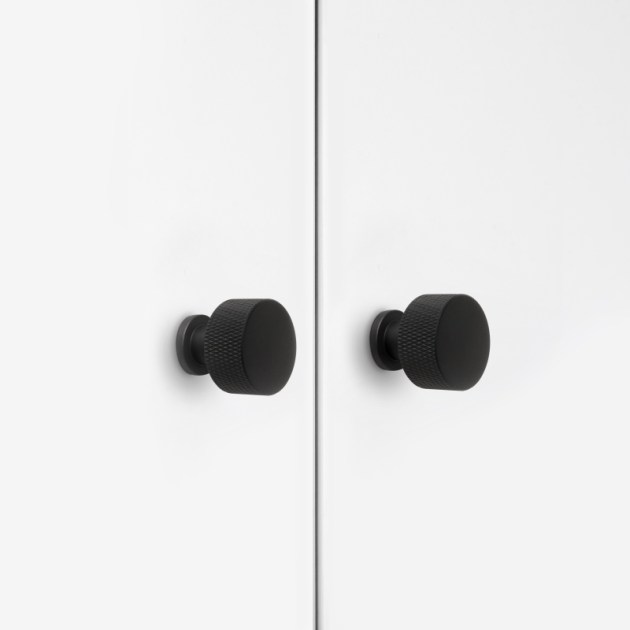 Emuca Lotto di 10 pomoli per mobili Argos, diametro 30mm, Alluminio, Verniciato nero