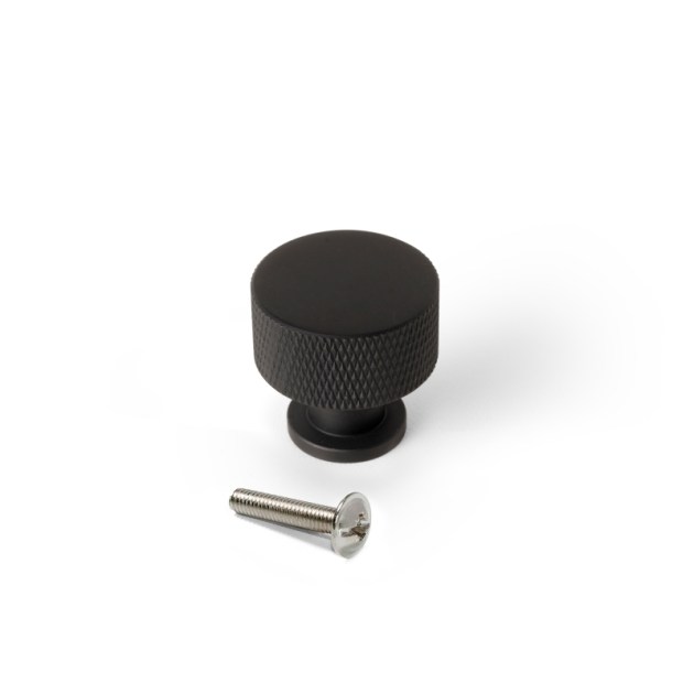 Emuca Lotto di 10 pomoli per mobili Argos, diametro 30mm, Alluminio, Verniciato nero