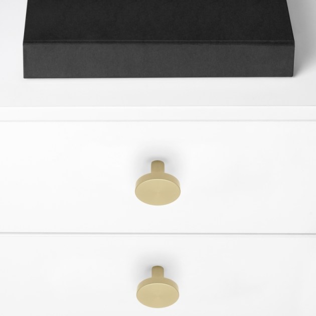 Emuca Lotto di 10 pomoli per mobili Uppsala, diametro 30mm, Alluminio, Oro