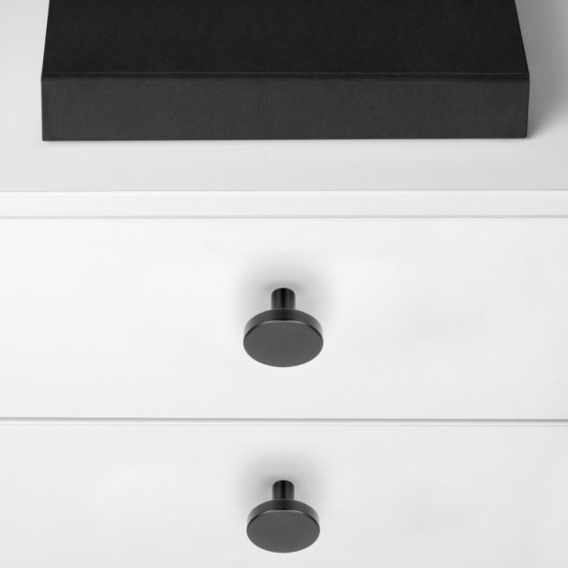Emuca Lotto di 10 pomoli per mobili Uppsala, diametro 30mm, Alluminio, Verniciato nero