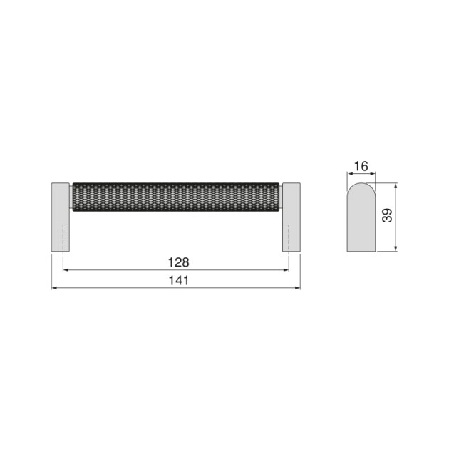 Emuca Lotto di 5 maniglie per mobili Bergen, L141mm, interasse 128mm, Alluminio, Verniciato nero