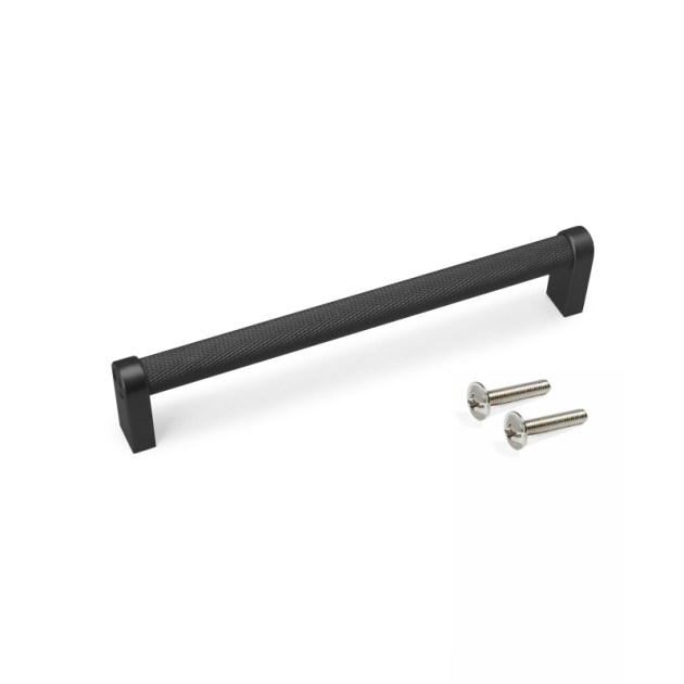 Emuca Lotto di 5 maniglie per mobili Bergen, L173mm, interasse 160mm, Alluminio, Verniciato nero