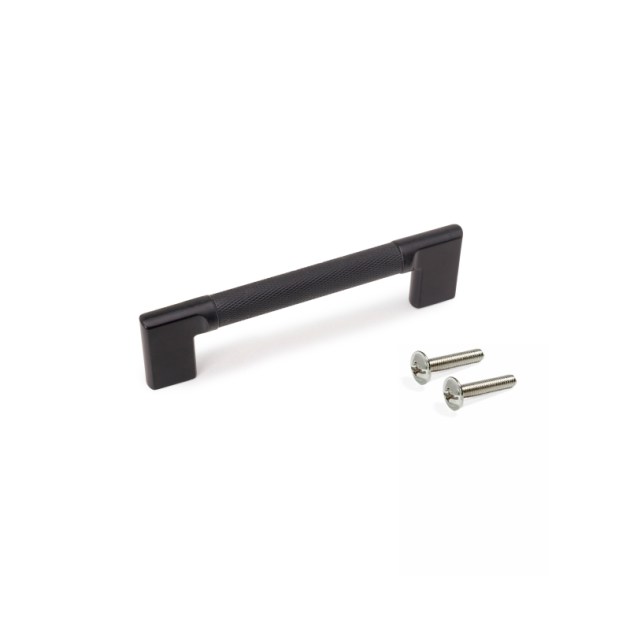 Emuca Lotto di 5 maniglie per mobili Sofia, L157mm, interasse 128mm, Alluminio, Verniciato nero