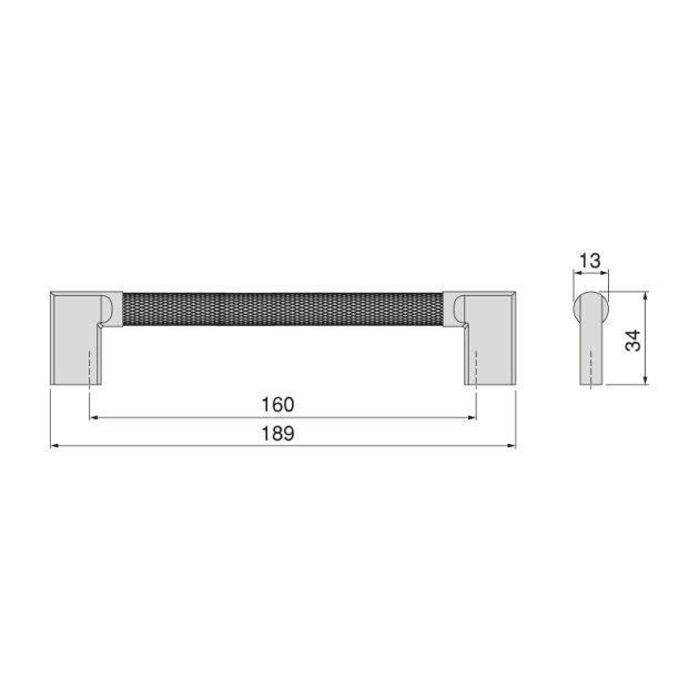 Emuca Lotto di 5 maniglie per mobili Sofia, L189mm, interasse 160mm, Alluminio, Verniciato nero