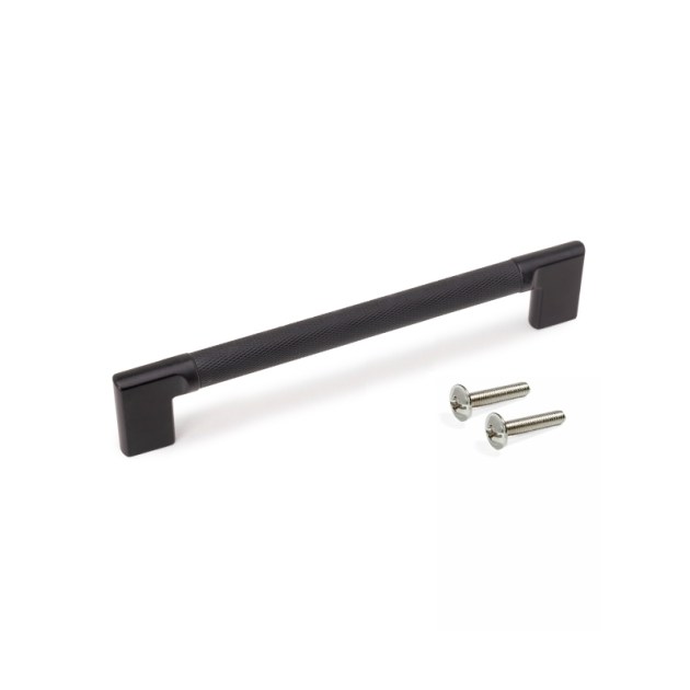 Emuca Lotto di 5 maniglie per mobili Sofia, L221mm, interasse 192mm, Alluminio, Verniciato nero