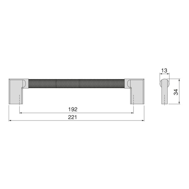 Emuca Lotto di 5 maniglie per mobili Sofia, L221mm, interasse 192mm, Alluminio, Verniciato nero