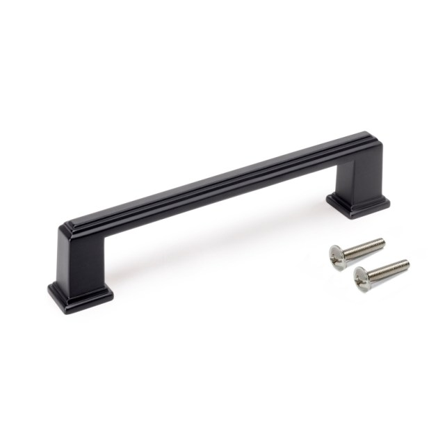 Emuca Lotto di 5 maniglie per mobili Tanger, L147.5mm, interasse 128mm, Zama, Verniciato nero