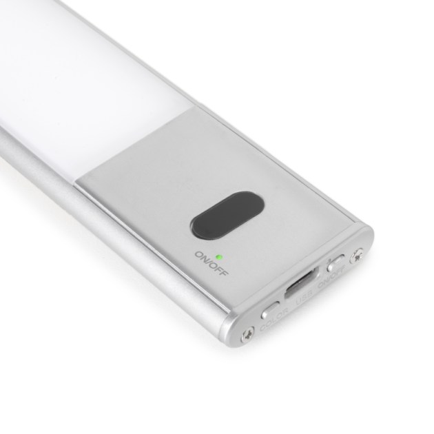 Emuca Luminaria LED Kaus ricaricabile tramite usb e con sensore switch, L 600 mm, Anodizzato opaco, Tecnoplastica e Alluminio