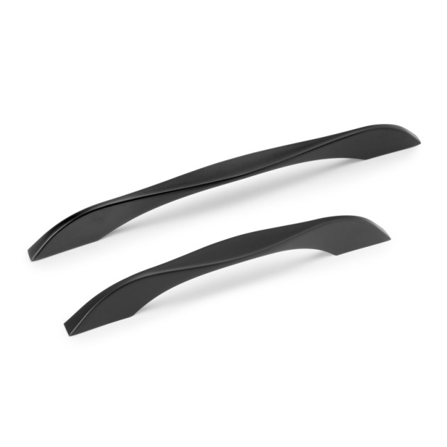 Emuca Maniglia per mobili Varna, interasse 160 mm, Verniciato nero, Zama, 8 u.