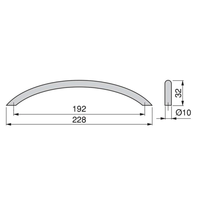Emuca Maniglie per mobile, D. 10 mm, interasse 192 mm, Acciaio, Nichel satinato, 20 u.