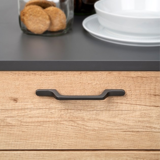Emuca Maniglie per mobile, interasse 128 mm, Alluminio, Grigio scuro, 25 u.