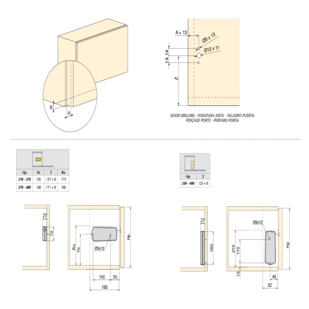 Emuca Meccanismo per ante a ribalta Microwinch, 10 Kg, Plastica grigia, Acciaio e Tecnoplastica