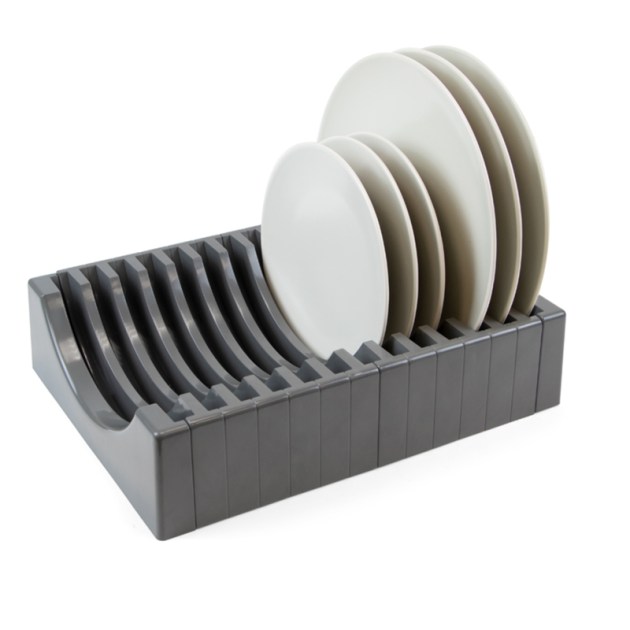 Emuca Organizer per piatti per mobile con capacità per 13 piatti., Plastica grigio antracite, Tecnoplastica