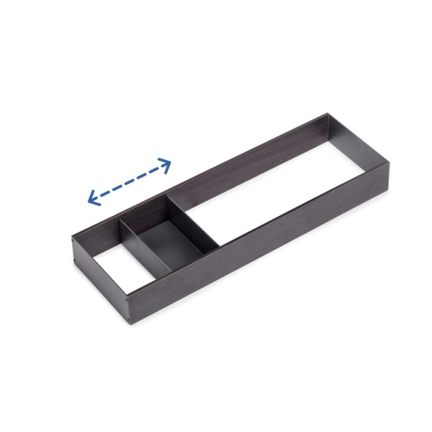 Emuca Organizzatore Orderbox per cassetto, 150x470 mm, Grigio antracite, Acciaio e Legno