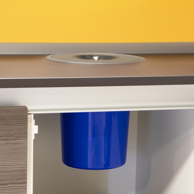 Emuca Pattumiera da incasso Recycle per piano cucina, 8 litri, Acciaio inossidabile