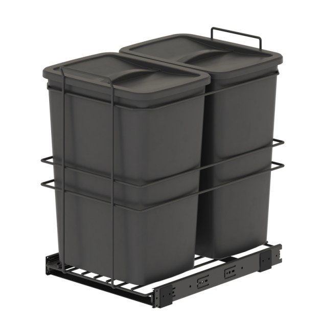 Emuca Pattumiera per differenziata Recycle da cucina, 2 x 35 L, fissaggio sul fondo ed estrazione manuale, 1 un