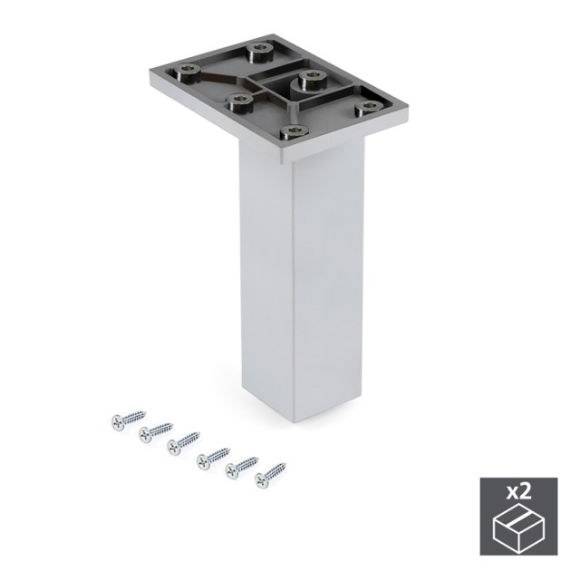Emuca Piedino per mobile, centrale, regolabile, 140 - 150 mm, Plastica, Cromato, 2 un.